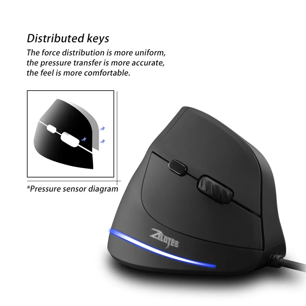 

Mouse Raton USB Zelotes T-20 Vertical Wired Game Programmable LED Mice Professional Mice For PC Laptop computer mouse 18Nov26