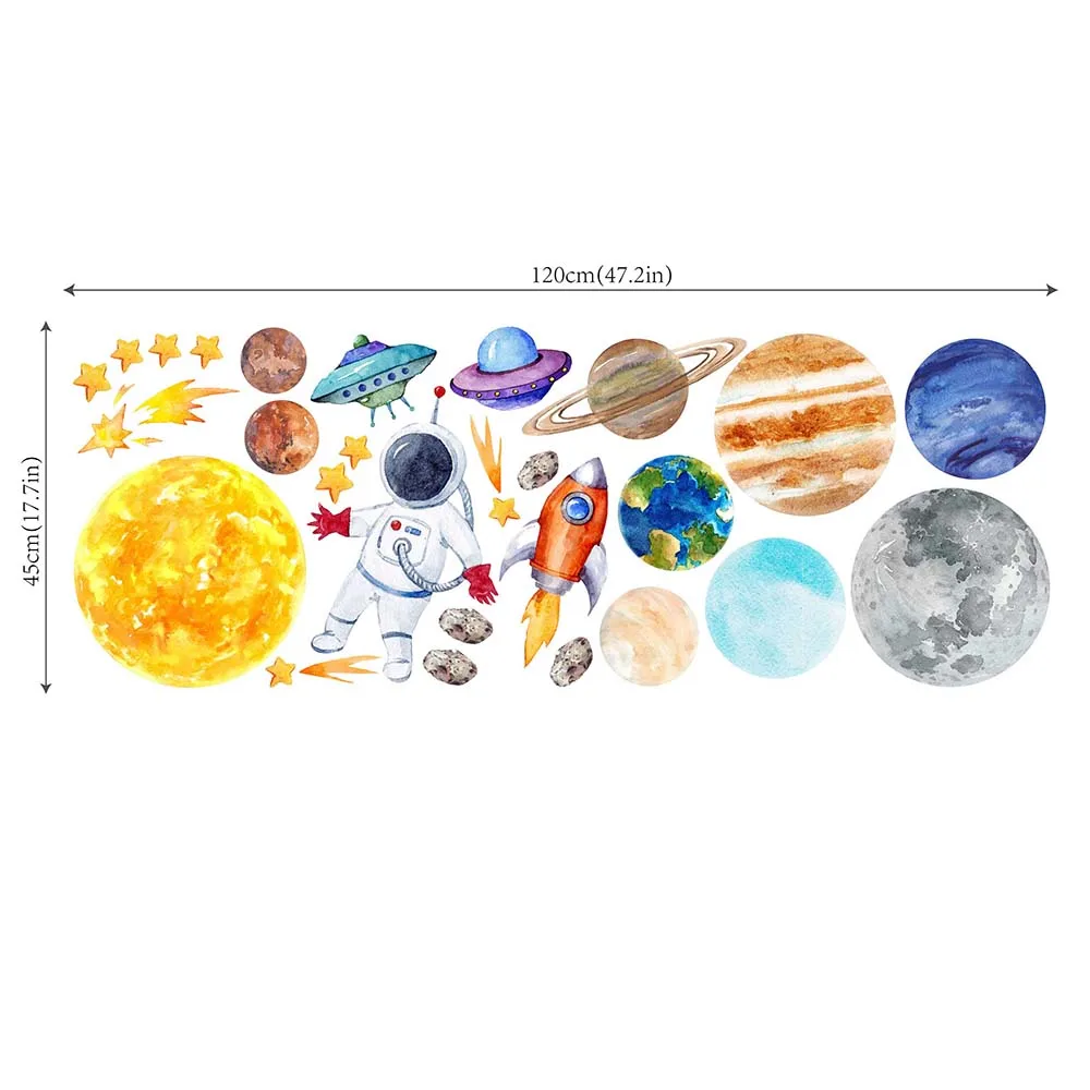 Мультяшная Настенная Наклейка на солнечную систему с планетами декор для