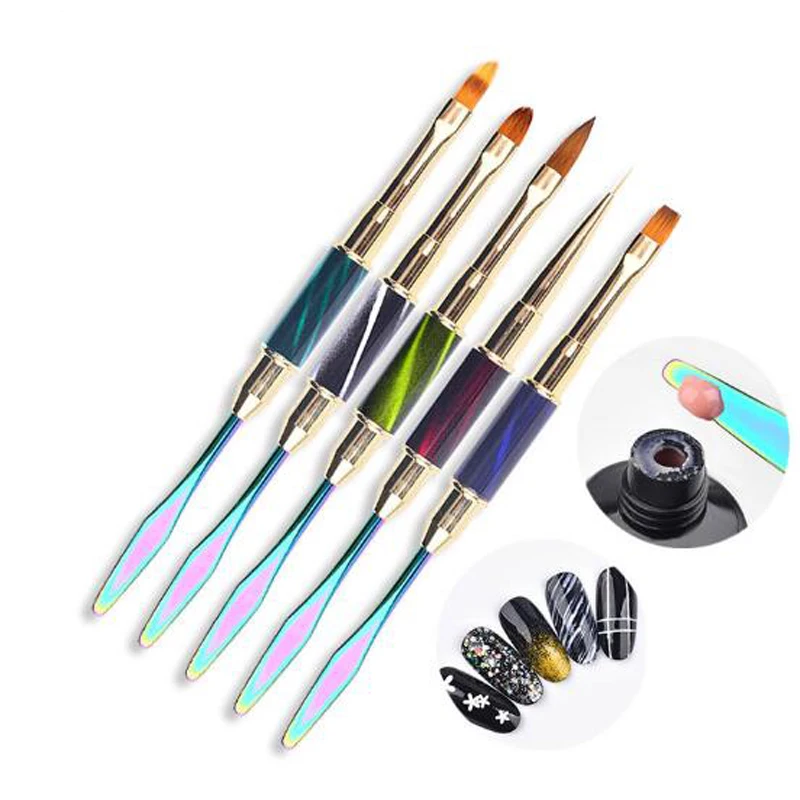 

Nail Brushes For Manicure Gradient metal Painting Brush For Nail Brush Gel Flower Drawing Pen Nail Art Tool Manicure Brush