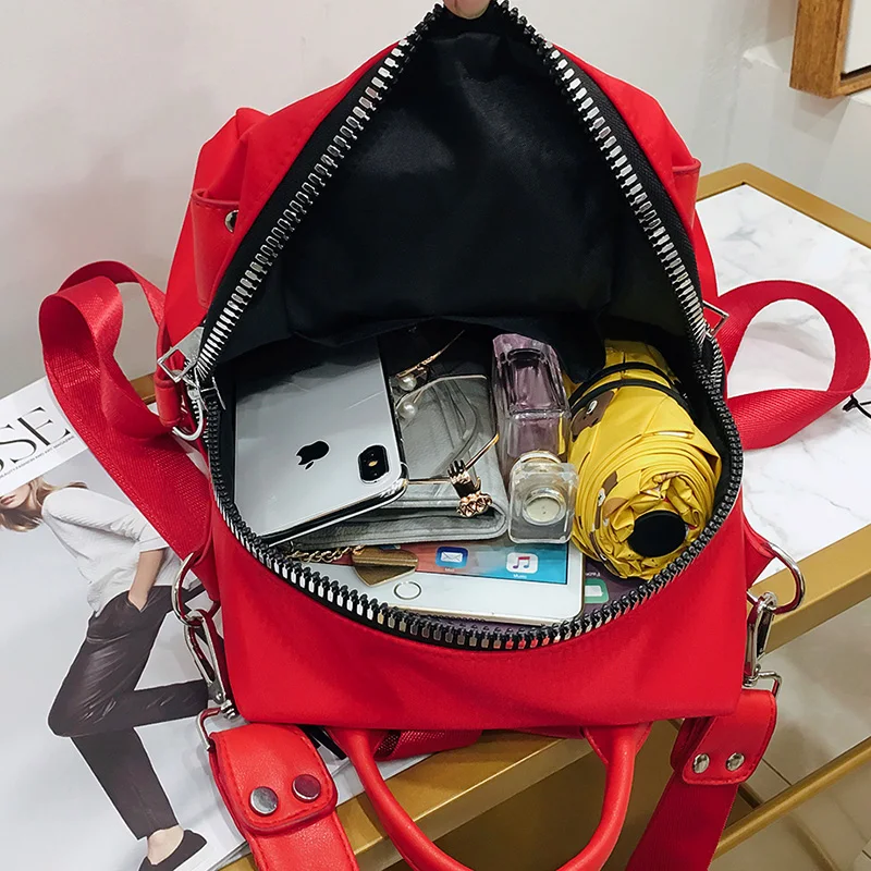 Новая мода высокое качество сплошной Женский рюкзак нейлон красный рюкзаки для