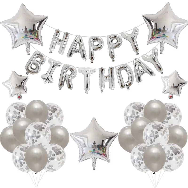 

1set Happy Birthday Balloons Letter Balloon silver Gold Foil Ballons Kids Toy Birthday Helium Balloon Globos Baby Shower Decor