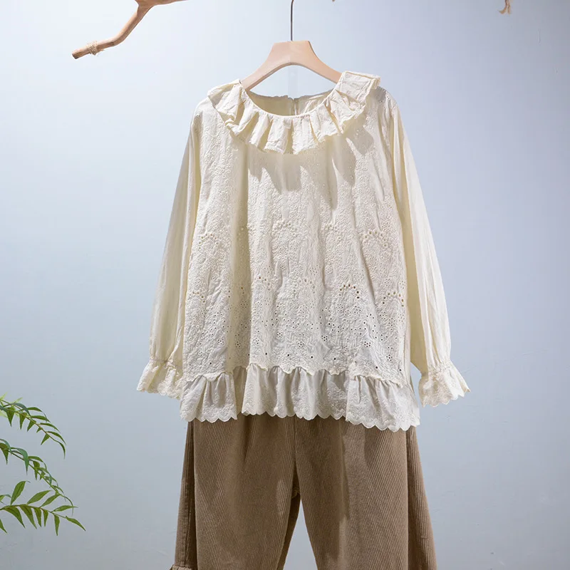

2021 Forest Girl Boutique Mori Girl Lolita свободная полностью вышитая Милая рубашка блузка