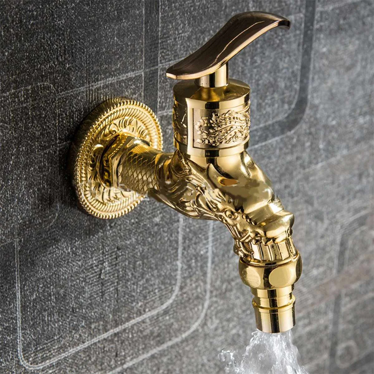 Vintage Antique Solid Brass Faucet Bathroom Wall Mounted Single Cold Water Tape for Kitchen Sink Mop Pool Outdoor Garden | Обустройство