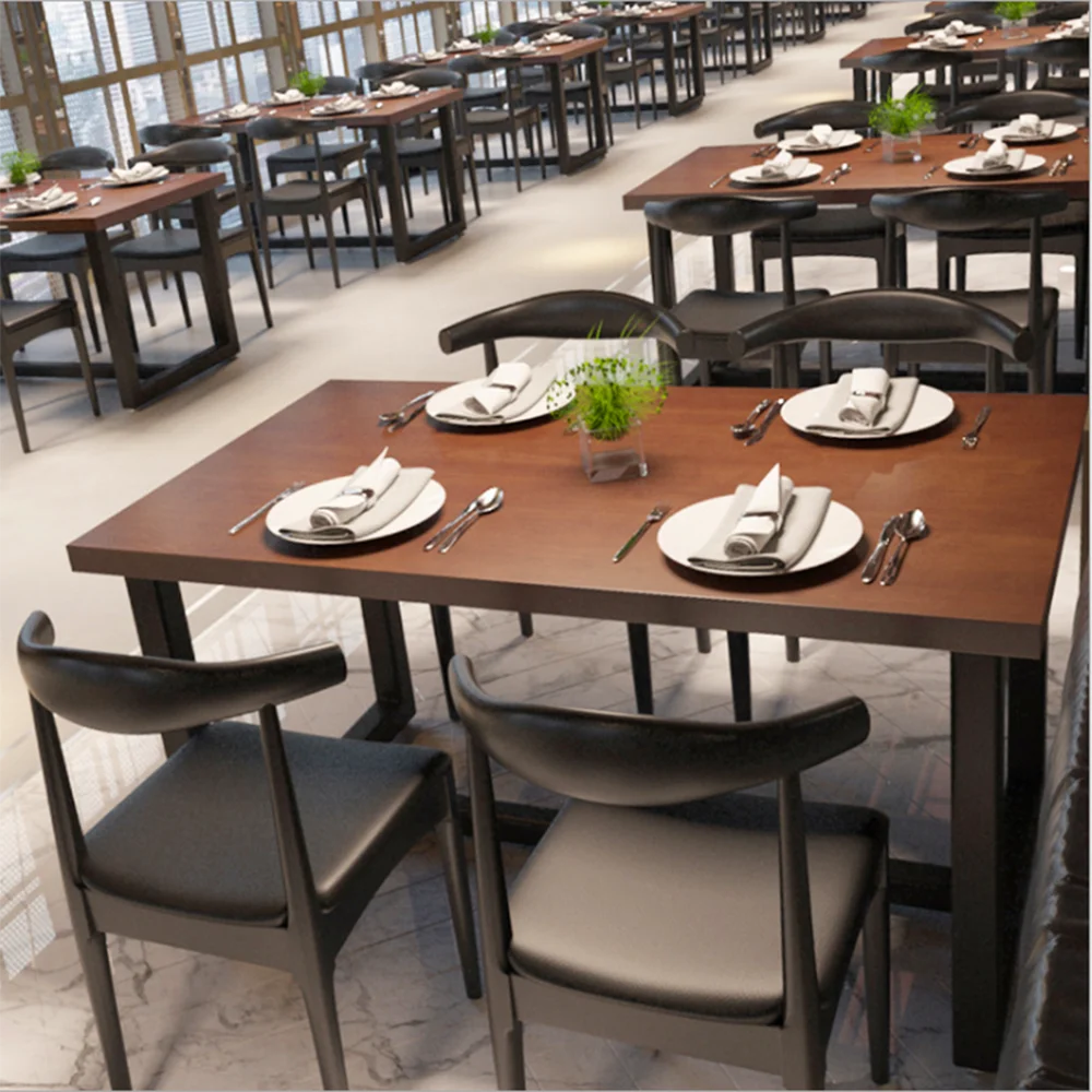 American retro solid wood dining table and chair industrial style bar cafe combination loft restaurant barbecue | Мебель