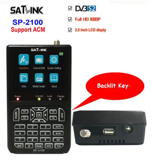 SATLINK SP-2100 HD Sat Finder acm backlight DVB S2 ws6933 MPEG-2/4 Digital Satellite Meter with 3.5 Inch LCD Screen | Электроника