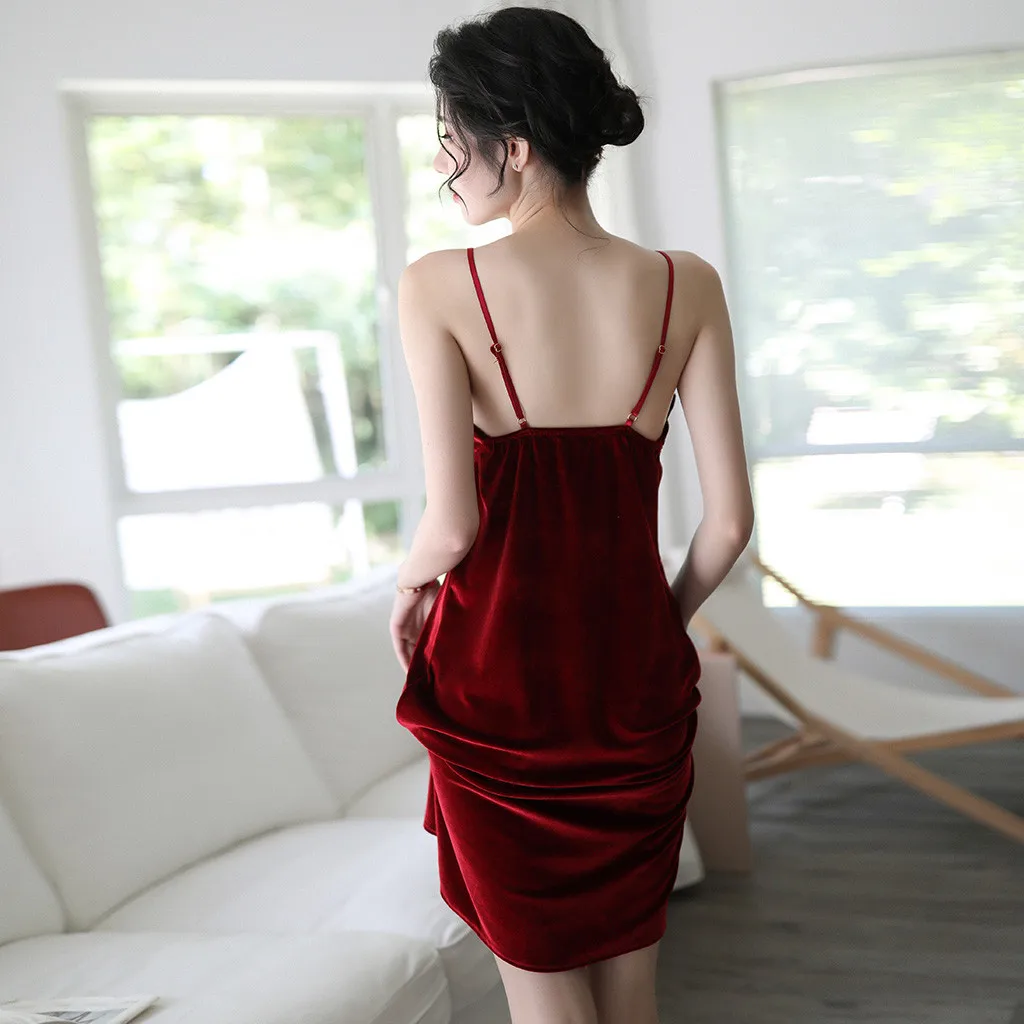 Женская пижама Милая сексуальная с V-образным вырезом и регулируемыми