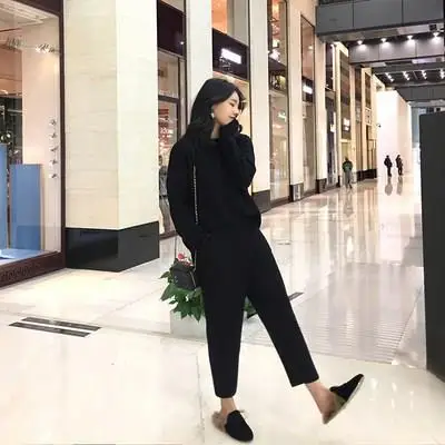 Knitted Tracksuit Knit Pant Female Pants Suit Fashion Women Clothing 2 Piece Set | Женская одежда