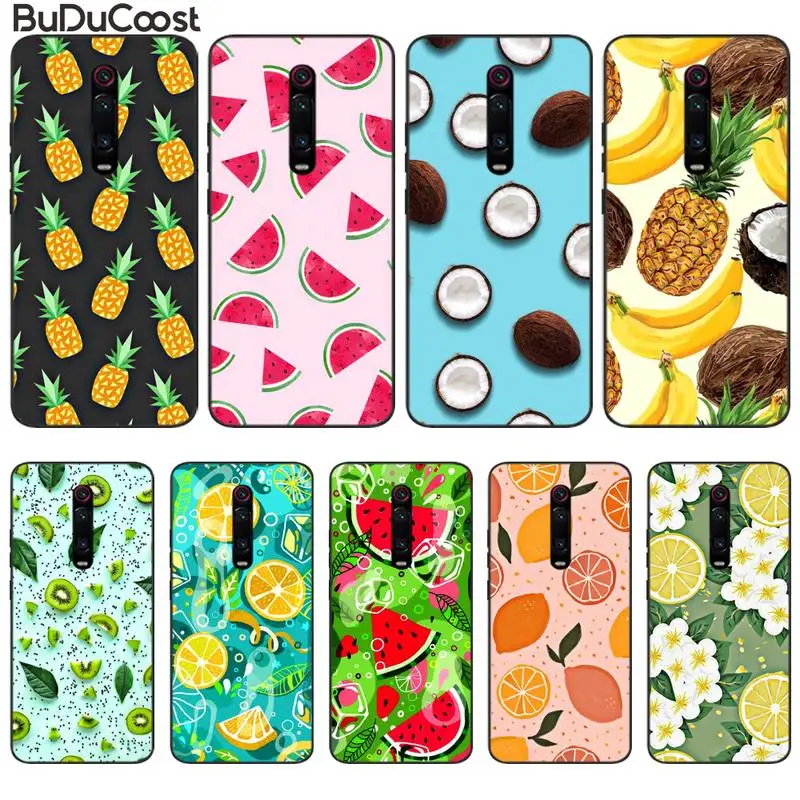 Летнее платье с изображением фруктов ананаса арбуза Блестящий милый чехол для