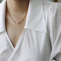 titanium with 18k gold real natural pearl necklace wowen stainess steel jewelry party designer t show runway gown japan korean