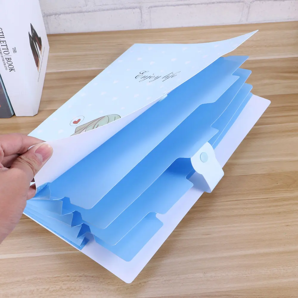 

A4 Expanding File Folder Cartoon Document Holder Package Storage Folder for Students Office Supplies (Green)