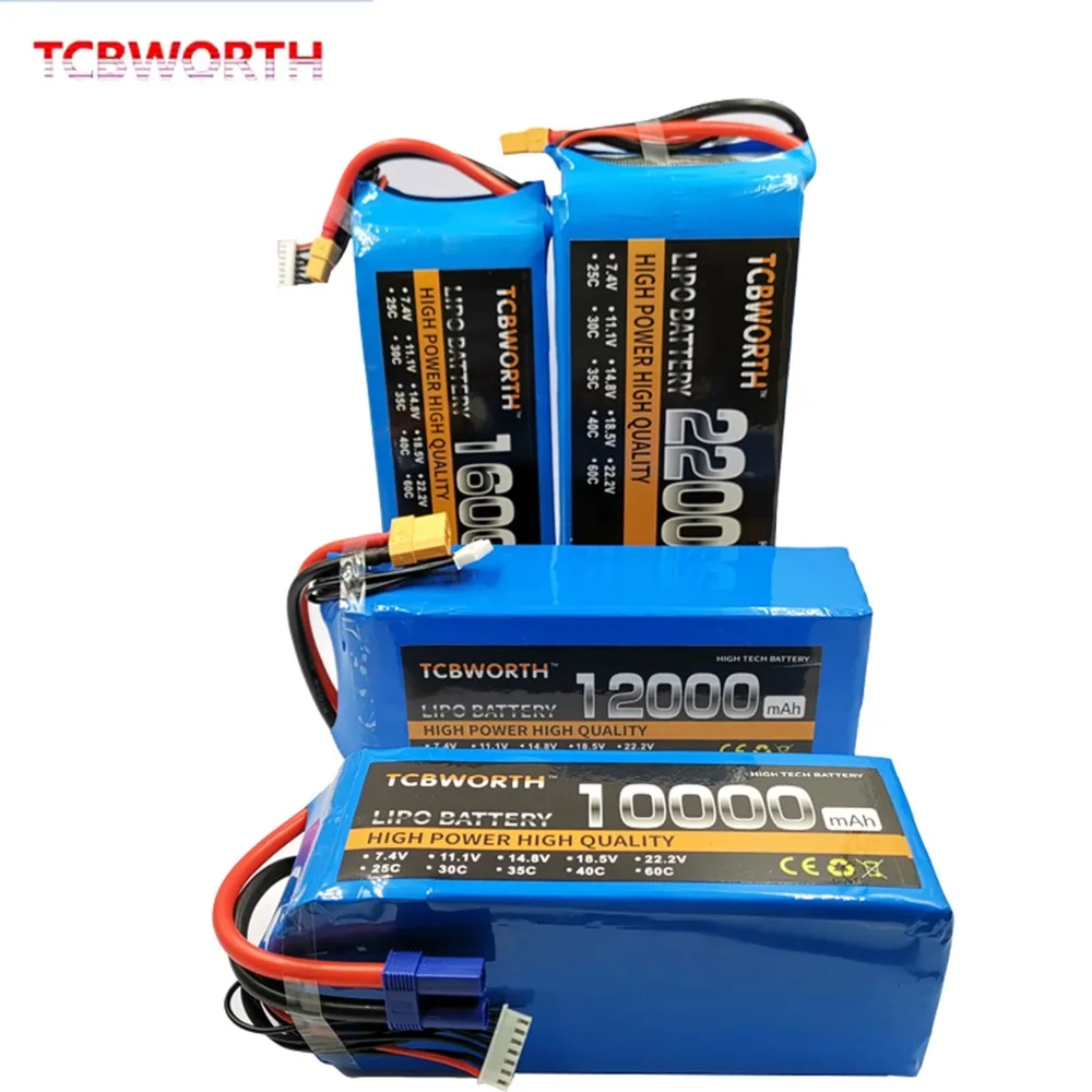 RC LiPo батарея 22,2 V 10000mAh 25C 6S RC литий-полимерные батареи для RC модели самолетов, автомобилей, лодки, дрона, танка, вертолета AKKU TCBWORTH