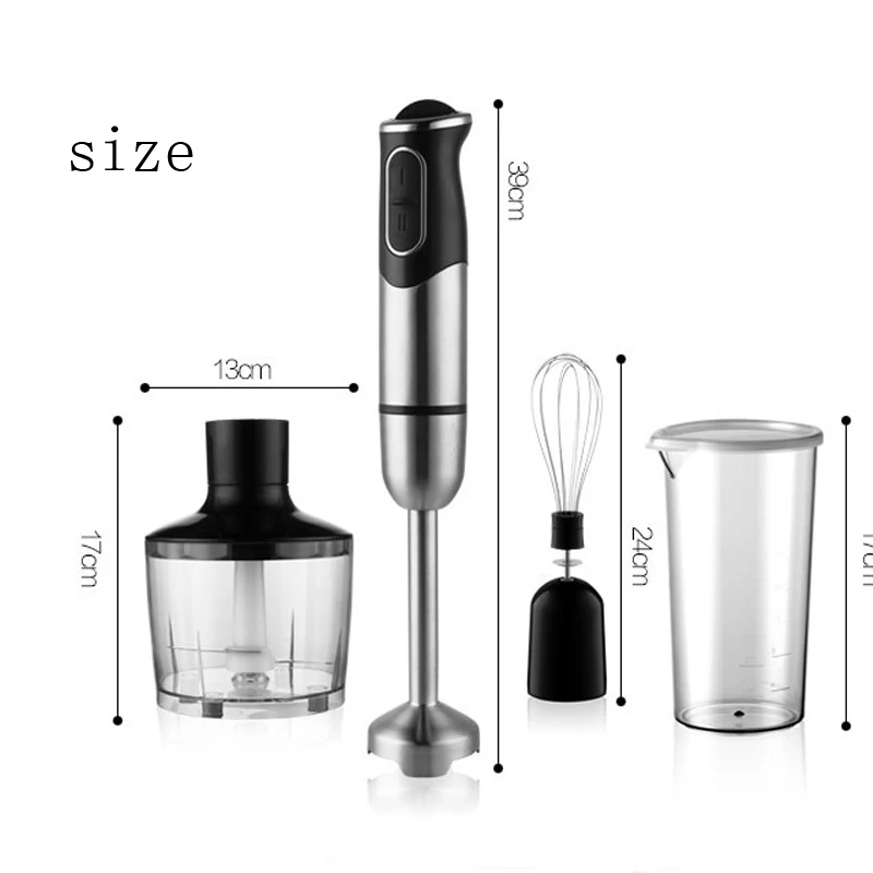 

4-in-1 Blender Mixer Stainless Steel 750-1500W Immersion Hand Stick Vegetable Meat Grinder 500mlChopper Whisk 800ml Smoothie Cup