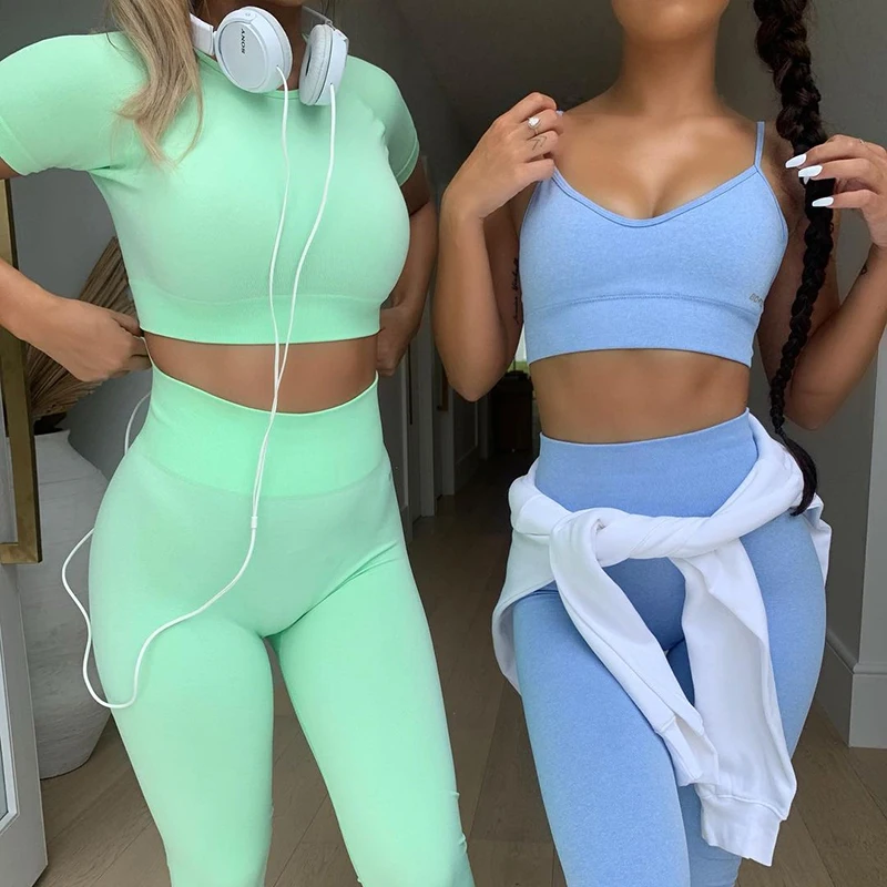 Женский спортивный костюм летние фитнес шорты комплект для тренажерного зала в