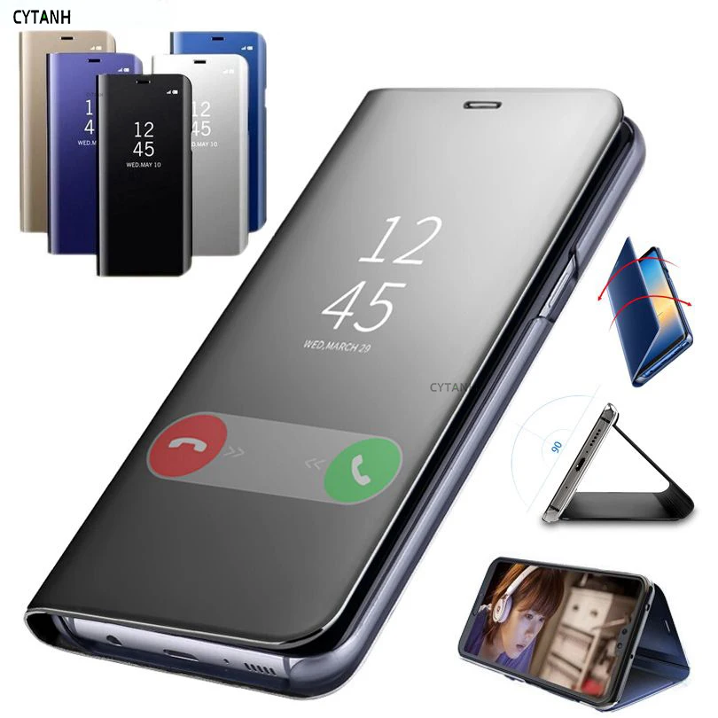 Умный зеркальный кожаный чехол для Huawei P Smart 2018 FIG LX1 L21 откидной Чехол 2019 POT LX3