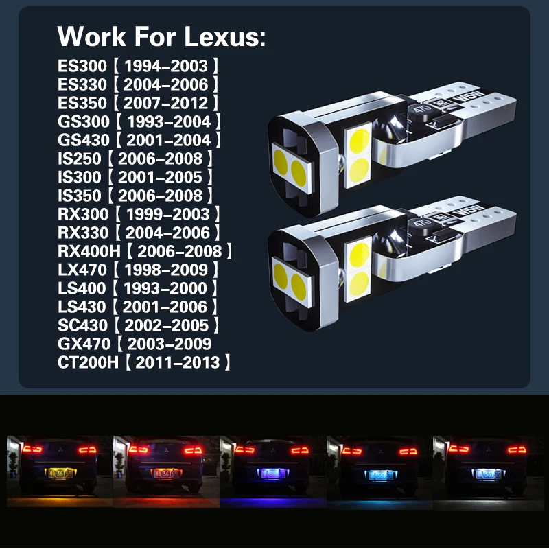 2 шт. светодиодные лампы для номерного знака W5W T10 168 Lexus ES300 ES330 ES350 GS300 GS430 IS250 IS350 RX300