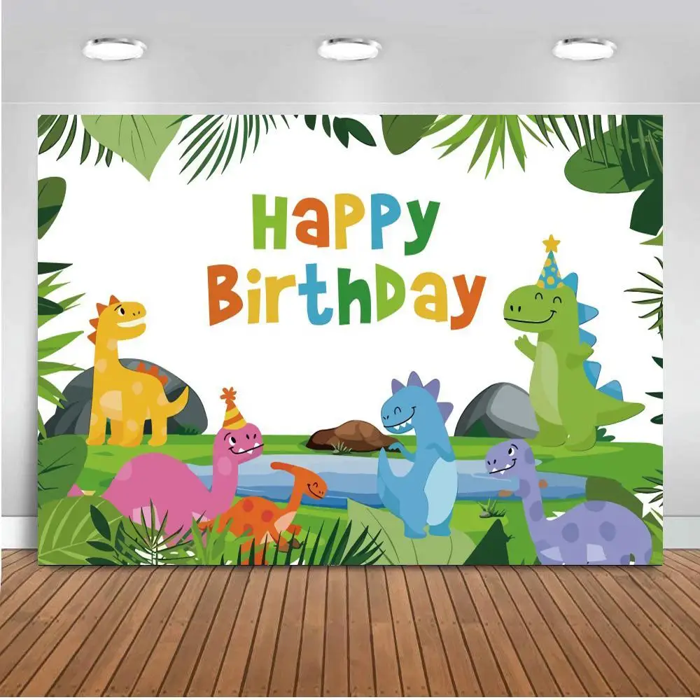 

Тропический Джунгли Лес мультфильм Динозавр тема фоны фотографии дети день рождения торт стол Декор фон для фотографии