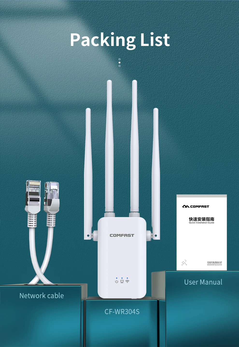 

Comfast CF-WR304S Wireless Repeater 300Mbps Home USE Wifi Router Extender Wi fi Antenna Roteador Signal Amplifier Access Point