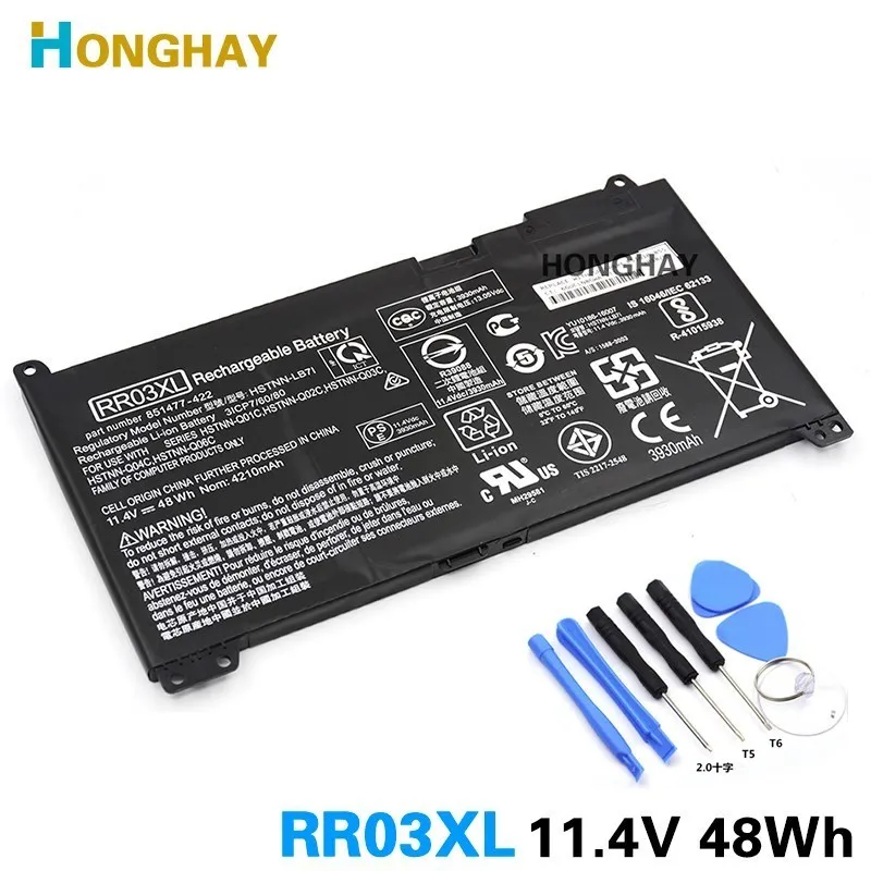 Аккумулятор для ноутбука HONGHAY RR03XL HP ProBook 430 440 450 455 470 G4 851477 422 421 851610 855 г.