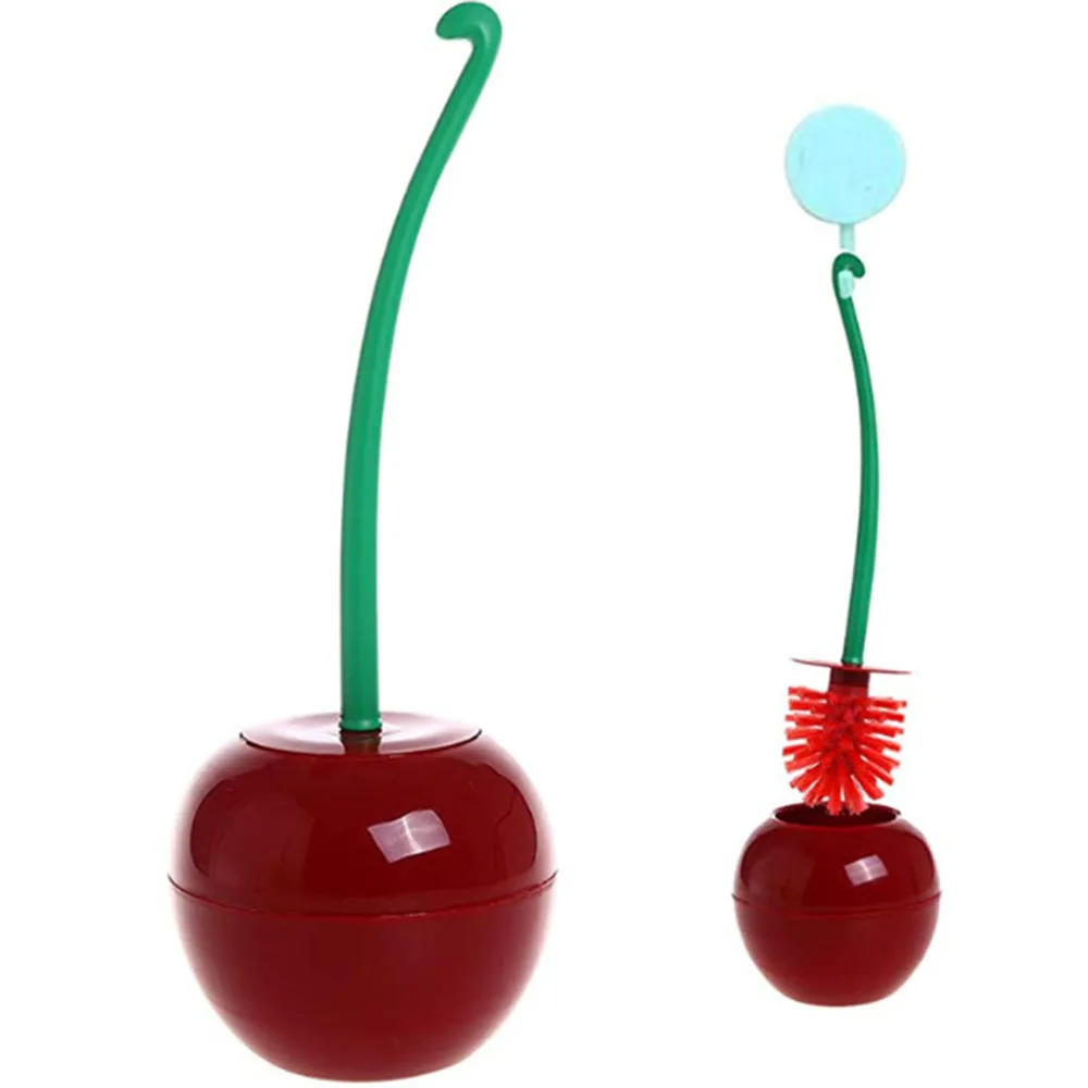 toilet brush and plunger set lovely red cherry lavatory round head cleaner holder bin for washroom bathroom clean household tool free global shipping