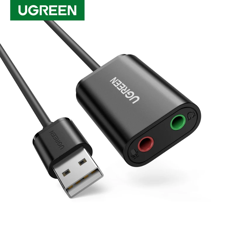 Внешняя звуковая карта UGREEN USB аудио интерфейс наушники микрофонный адаптер для