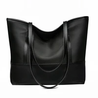 casual oxford large capacity women simple shoulder tote bag fashion waterproof pu leather splicing ladies daily shopping handbag