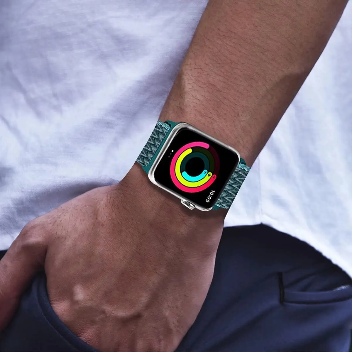 5-PACK Nylon Stretch Band for Apple Watch 7 Watch Band 414mm 45mm, Adjustable Soft Breathable Loop for iwatch 6/5/4/SE 40/44mm