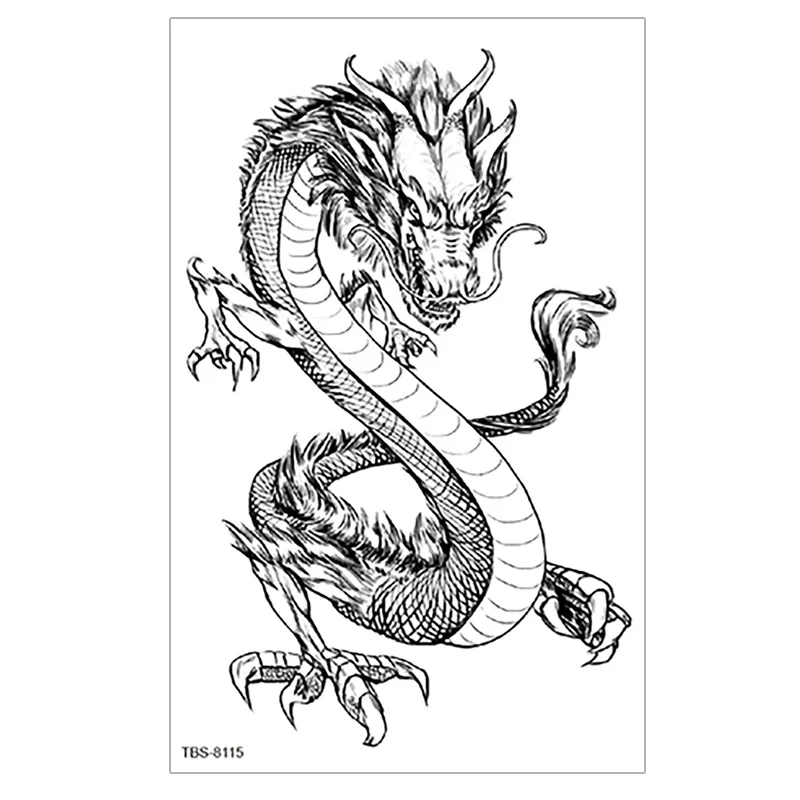 

Black Wolf Dragon Animal Pattern Temporary Tattoo Sticker Waterproof Man Woman Arm Body Artistic Fake Tattoo