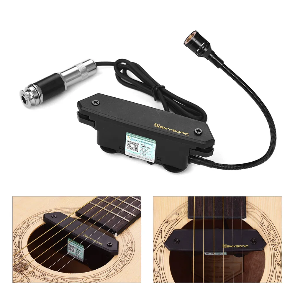 Acoustic Guitar Active Soundhole Pickup Magnetic + Microphone Dual Systems with Volume Controls for Classic Folk Guitars | Спорт и
