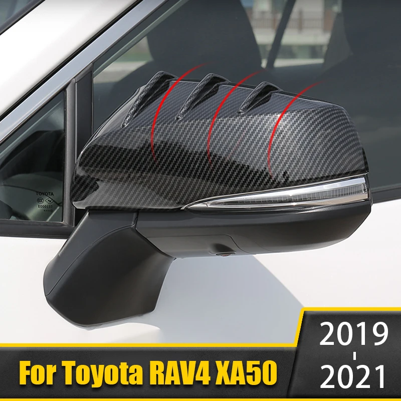 

For Toyota RAV4 RAV 4 XA50 2019 2020 2021 Car Rearview Mirror Side Molding Cover Trim Case Chrome ABS Carbon Fiber Accessories