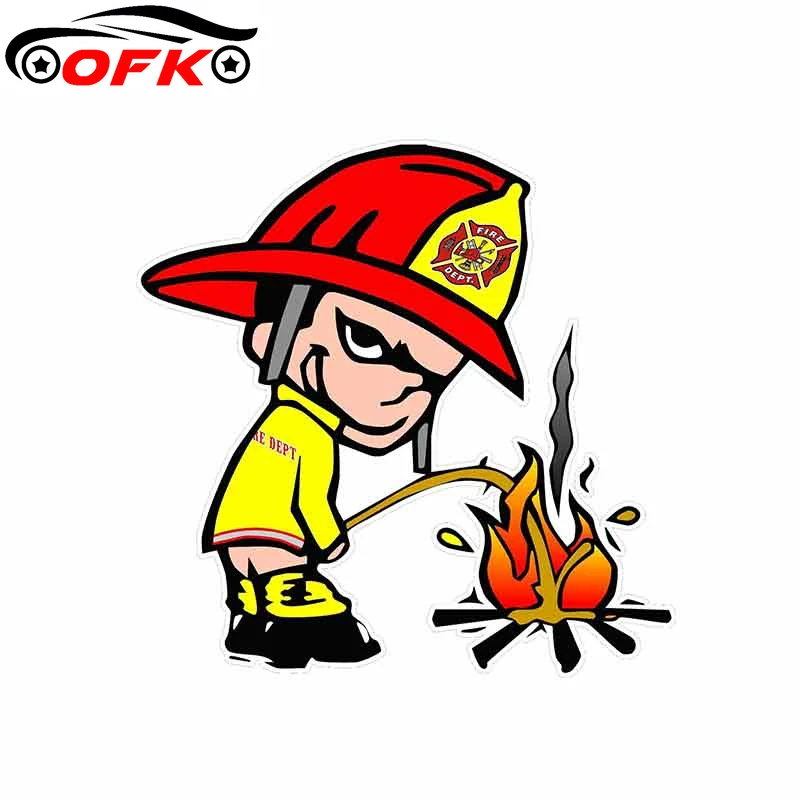 

Personality Car Stickers for Fireman Pee on Fire Lewd Offensive Decoration Vinyl for Helmet JDM RV VAN Car Accessories