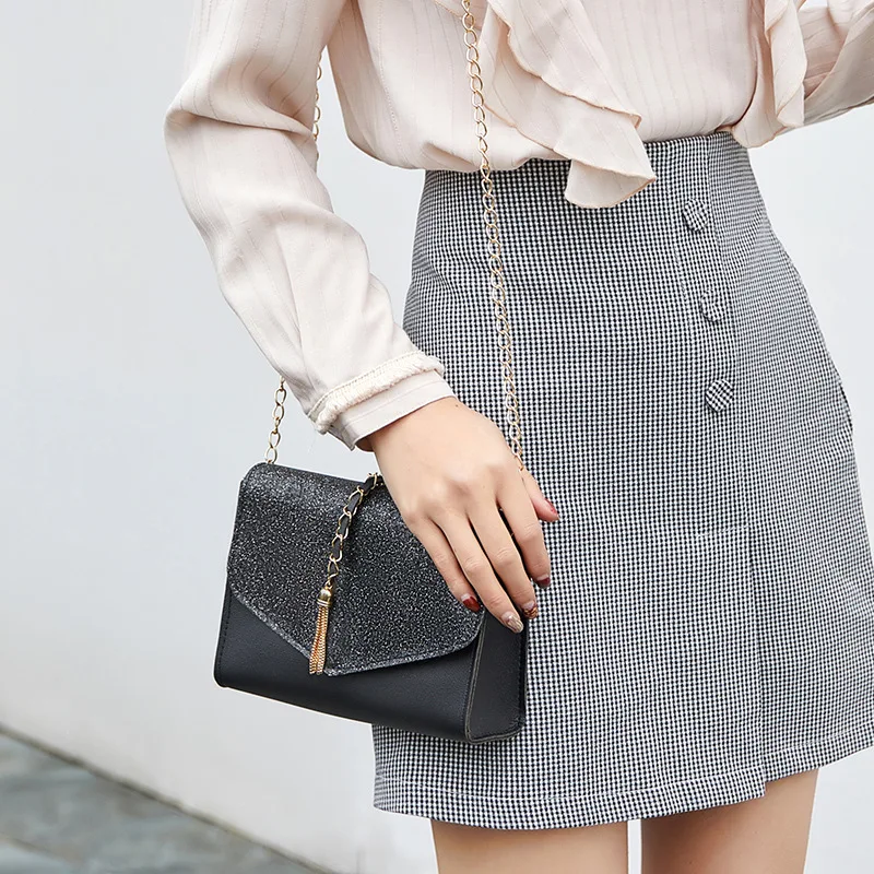 Женская сумка с блестками деловая блестящая искусственная кожа кошелек 2020