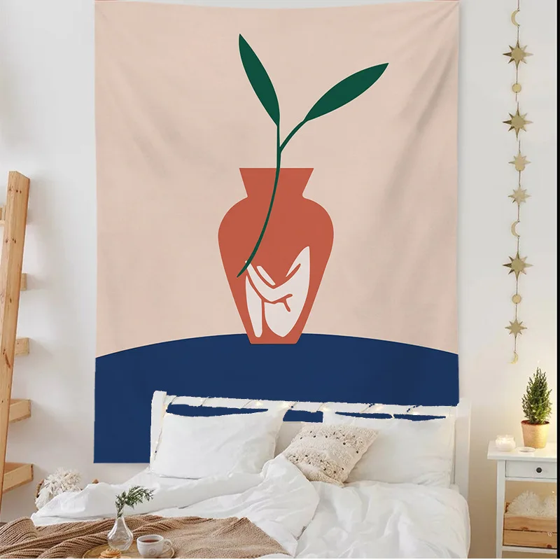 

Cilected Nordic Art Geometric Tapestry Painting Flower Landscape Wall Hanging Dorm Room Bedroom Decoration Background Cloth