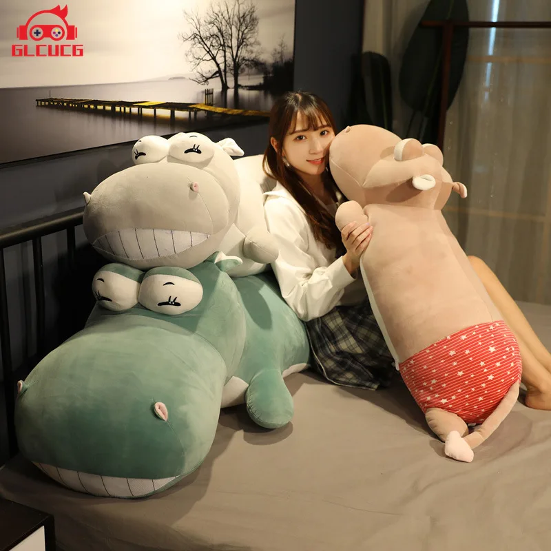 

Oversize soft hippo doll plush toy girl bed holding pillow crocodile doll cloth doll