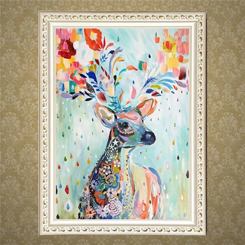 Полностью круглая алмазная живопись с оленем 5D вышивка сделай сам мозаика пейзаж