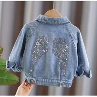 new children denim jackets trench jean sequins jackets girls kids clothing baby lace coat casual outerwear spring autumn 1 5year