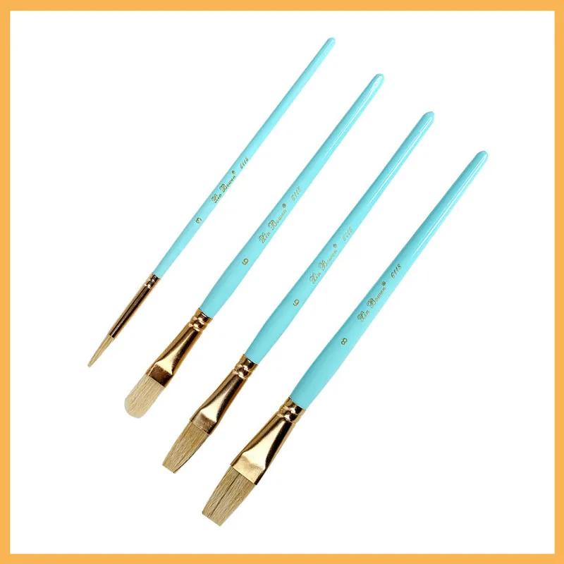 Щетка для масляной краски Art Sky Blue с деревянной щетиной 4 шт./компл. набор кистей
