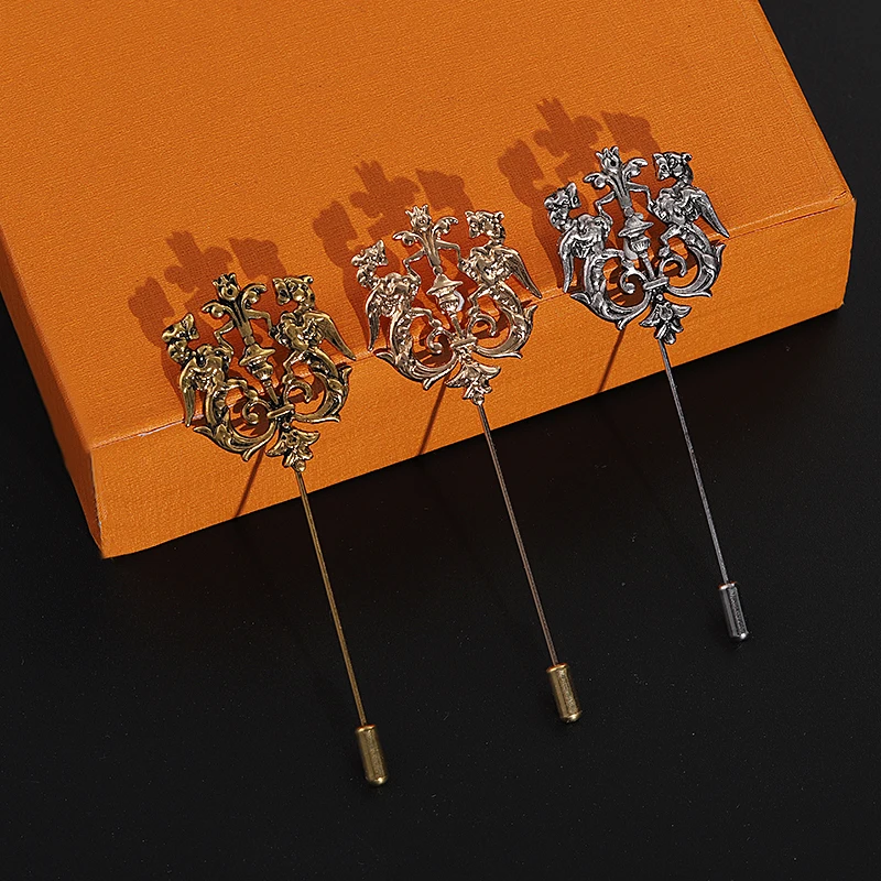 Мужская Винтажная брошь в виде дракона золотистая на воротник 3 цвета | Украшения