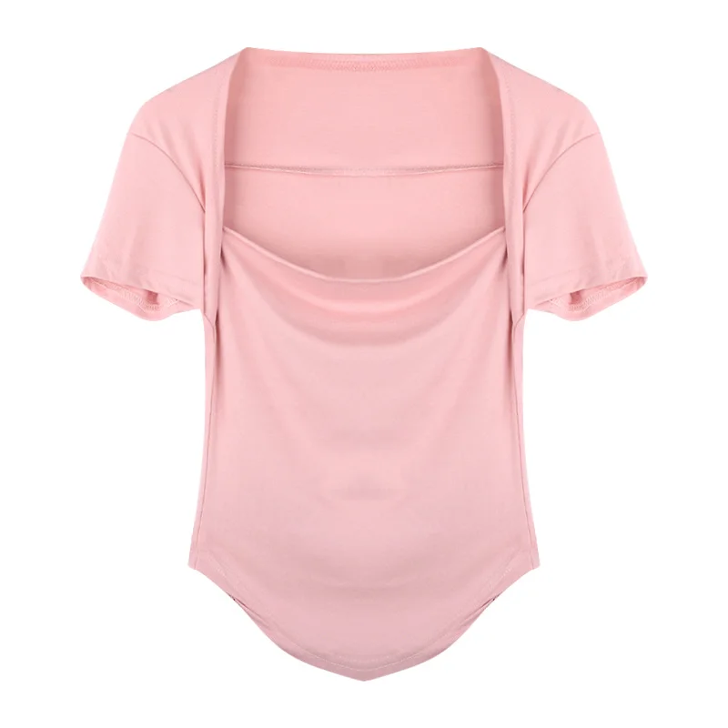 Рубашка Design Sense Черная Женская облегающая футболка с квадратным вырезом и