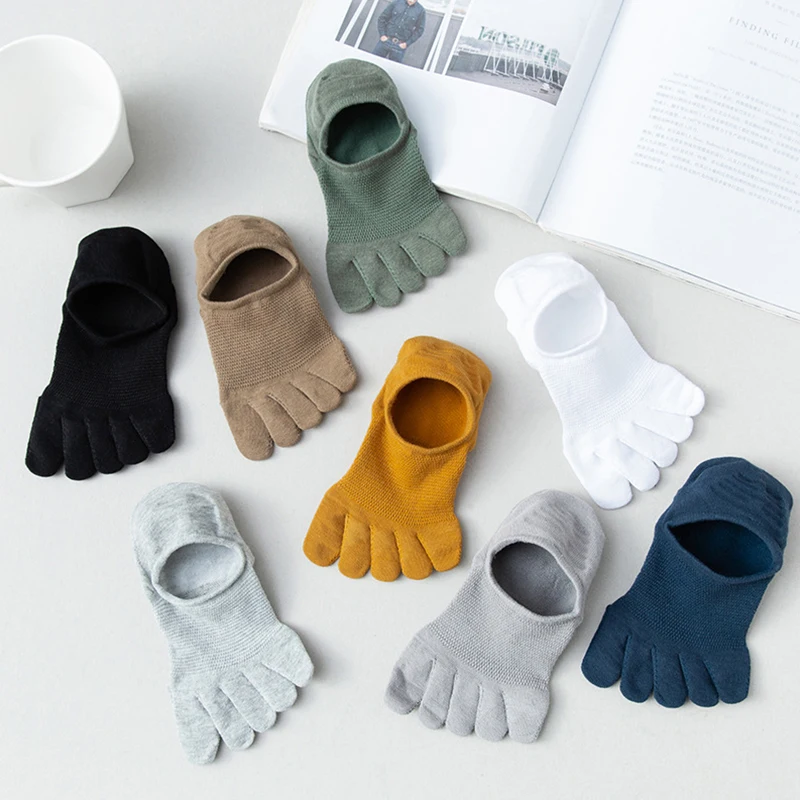 

Man Slipper Toe Socks Mesh Hollow No Show Socks Sweat-absorbing Boat Sock Ankle Short Socks Cotton Breathable Five Finger Socks