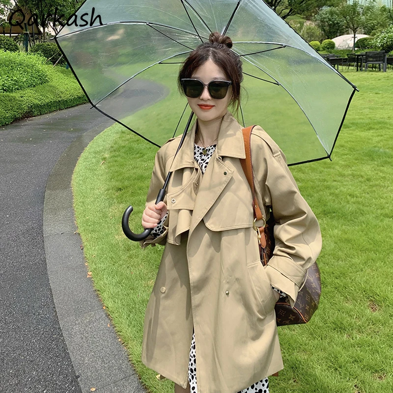 

Trench Women Temperament Loose Windbreaker Coat New BF Autumn Lazy Style Popular Simple All-match Clothes A-LINE Harajuku Preppy
