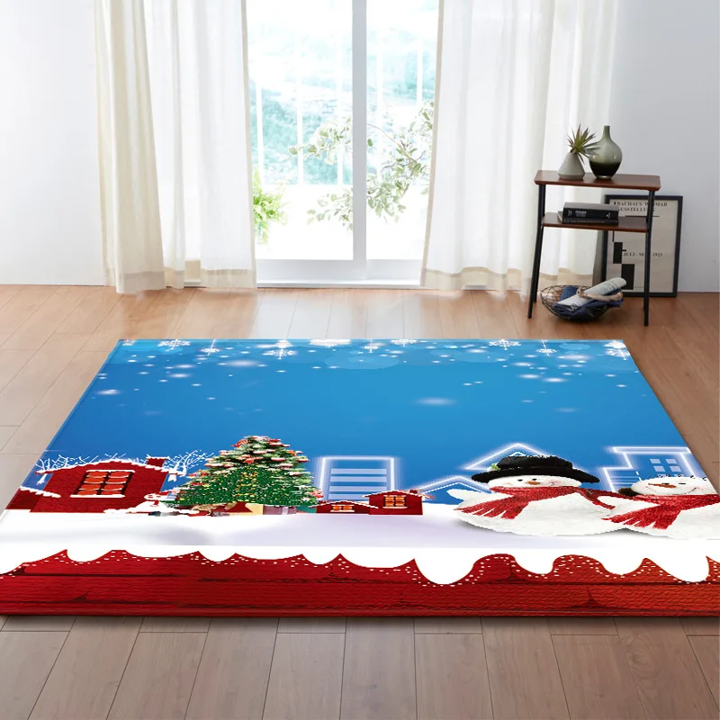 

Snowman Carpets For Living Room Bedroom Children Home Decoration Non-slip Rugs Merry Christmas New Year Gift Washable Floor Mats