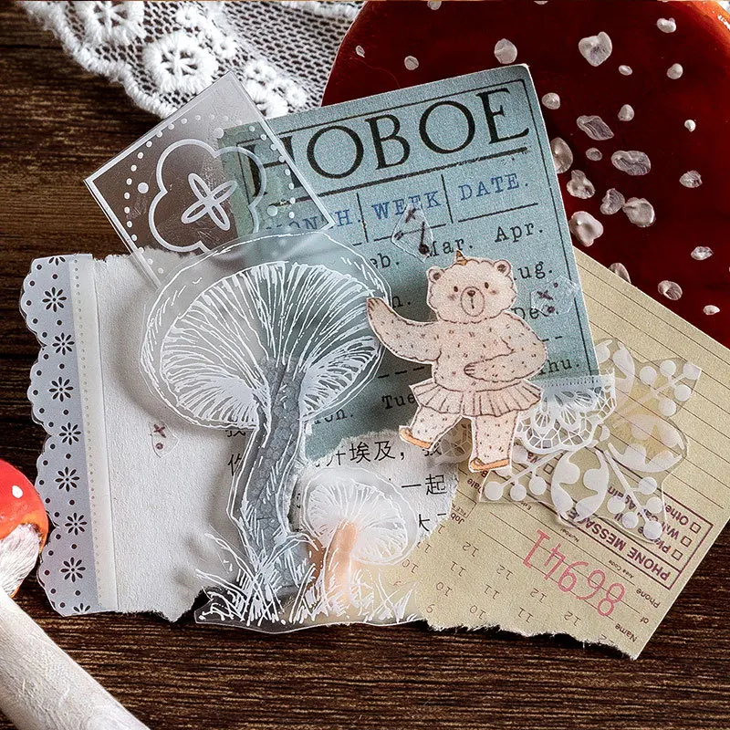 Винтажная наклейка с изображением растений поэзии леса Луны пуль журнала