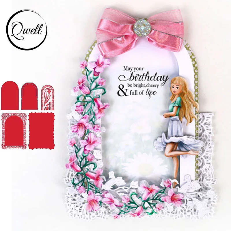 QWELL рамка фон металлические Вырубные штампы для скрапбукинга и изготовления