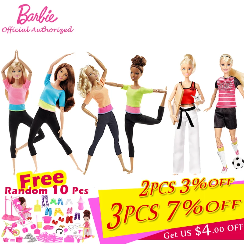 Оригинальные куклы Барби для йоги в свободном стиле подвижная игрушка тела Bebe