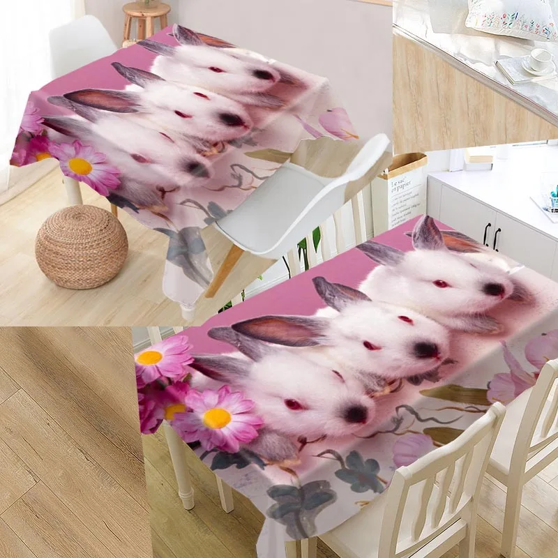 

Sweet Rabbit Custom Table Cloth Oxford Fabric Rectangular Waterproof Oilproof Table Cover Family Party Tablecloth