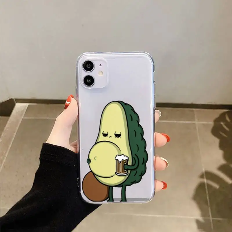 

interesting cute cartoon Avocado Phone Case Transparent soft For iphone 5 5s 5c se 6 6s 7 8 11 12 plus mini x xs xr pro max