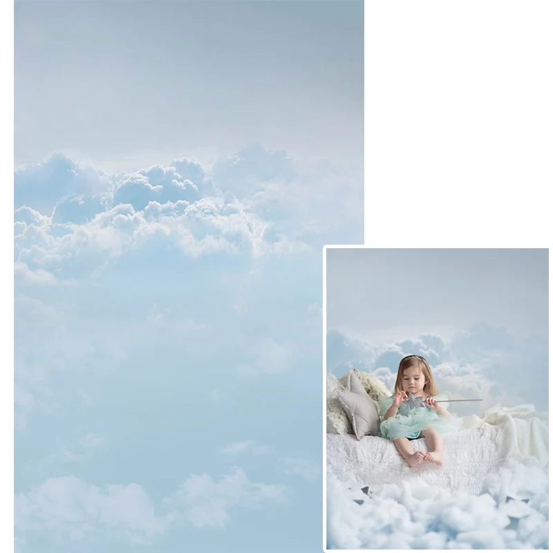 

Mehofond Portrait Photography Backdrop Pastel Blue Sky Clouds Texture Newborn Baby Shower Photo Background Studio Photozone Prop