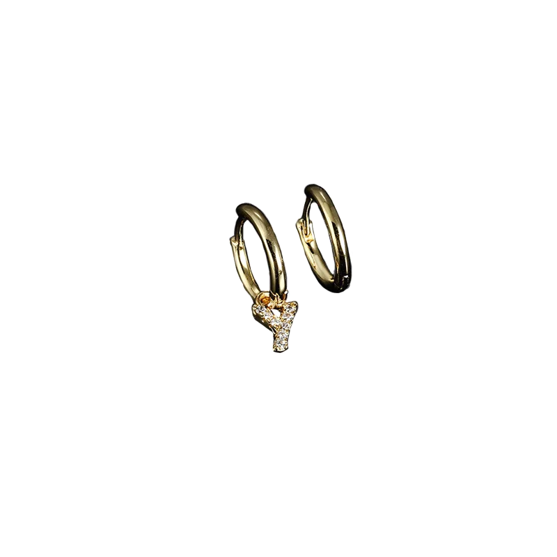 

S925 Sterling Silver Gold Color Mini 26 Letter Earrings Fashion Personality High-end Luxury Brand Monaco Jewelry Woman Gift