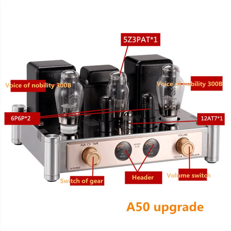 

A50 MKII 300B vacuum tube amp Single-end Class A HiFi audio integrated Amplifier with VU meters (Updated version)
