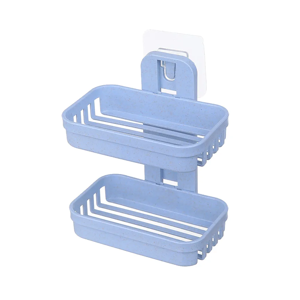 

Bathroom Shower Soap Box Dish Storage Plate Tray Holder Case Double Wall Mounted Storage Rack Soap Container None,soap Holder